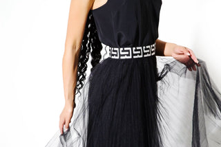 CHIARA TULLE SKIRT WITH LOGO BELT