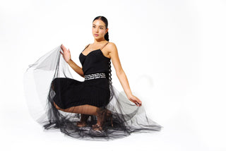 CHIARA TULLE SKIRT WITH LOGO BELT