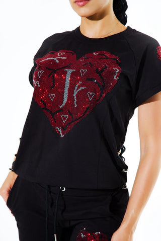 Sweetheart Short Sleeve Tracksuit Black