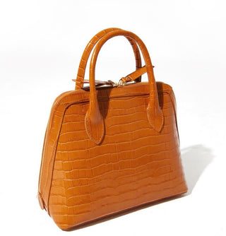 DODO- CROC-EFFECT GLOSSED LEATHER HANDBAG