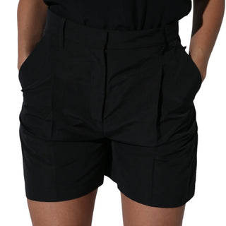 Black Cotton Blend Shorts