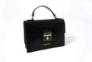 FLURINSA CROC-EFFECT GLOSSED LEATHER HANDBAG
