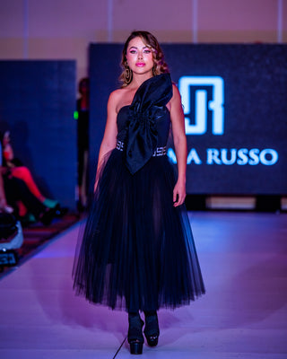 CHIARA TULLE SKIRT WITH LOGO BELT