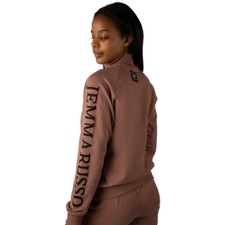 FOXY ELEGANCE COTTON FULL-ZIP JACKET & JOGGER SET Mauve Coffee