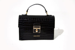 FLURINSA CROC-EFFECT GLOSSED LEATHER HANDBAG
