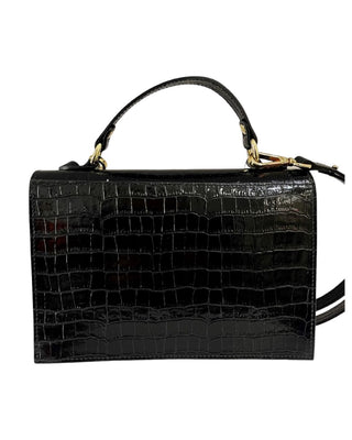 FLURINSA CROC-EFFECT GLOSSED LEATHER HANDBAG