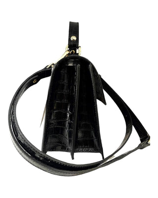 FLURINSA CROC-EFFECT GLOSSED LEATHER HANDBAG