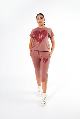 Sweetheart Tracksuit Short Sleeve  Mauve Coffee