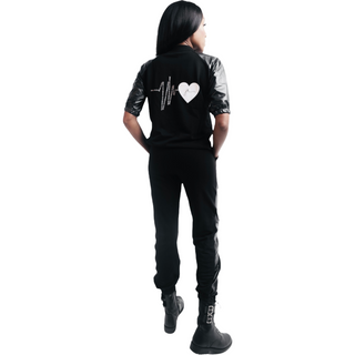 FAUX LEATHER SWEATSHIRT & JOGGER MATCHING SET