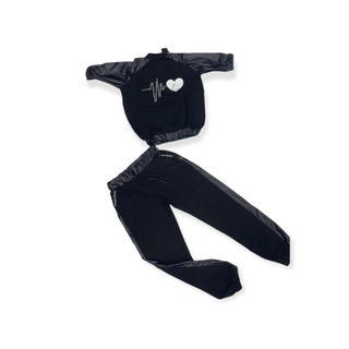 FAUX LEATHER SWEATSHIRT & JOGGER MATCHING SET