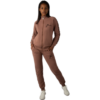 FOXY ELEGANCE COTTON FULL-ZIP JACKET & JOGGER SET