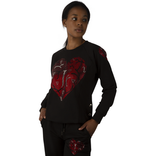 Embellished Sweatshirt & Jogger Pant Set Black